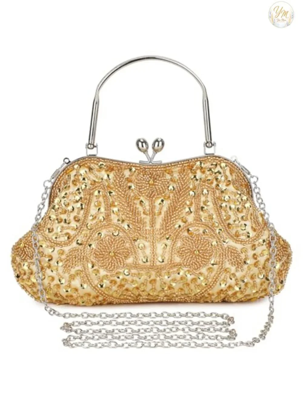 Vintage Beaded Sequin Evening Clutch Purse Formal Bridal Handbag Prom Wedding